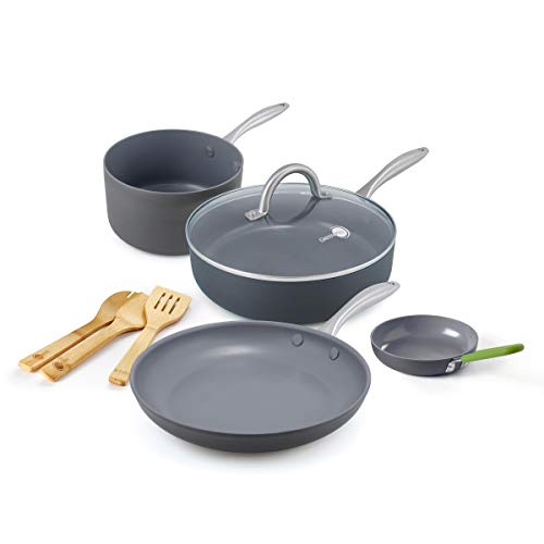 Image of GreenPan Lima Hard Anodized Healthy Ceramic Nonstick 8 Piece Cookware Pots and Pans Set, PFAS-Free, Oven Safe, Gray