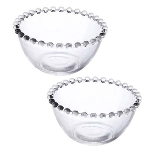 ledmomo 2個 透明ビーズ装飾ガラスボウル フルーツやデザート用 耐熱設計で多用途 キッチン収納やホームパーティーに