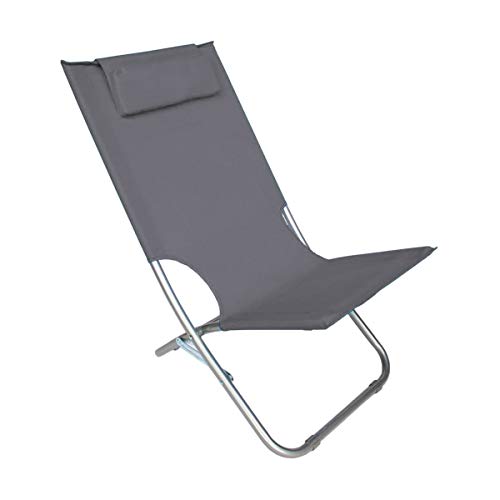 Mediawave Store Silver Giga Chaise pliante en tissu Oxford 82 x 48 x 52 cm avec coussin gris