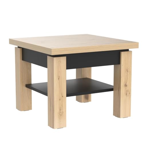 All4All Multifunktionaler Couchtisch Claris - Wohnzimmertisch Kaffeetisch – kompakte Größe - 130x75 cm – Höhenverstellbar – platzsparend – Artisan Eiche + ANTHRAZIT 05 – Bild 5