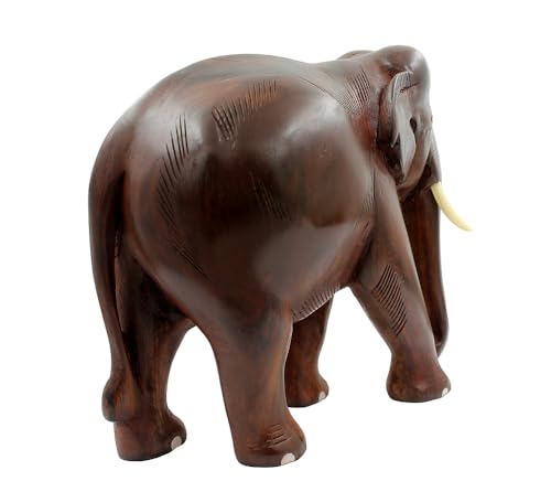 Image of Rosewood Handmade Elephant Showpiece (Brown, 8-inch), Animal