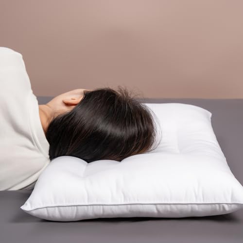Image of Pozino Flat Thin Pillows for Sleeping - Queen Size Slim Bed Pillows for Side Back Stomach Sleepers,2.5 inch Height Ultra Low Pillows,Down Alternative Filling Luxury Soft Supportive