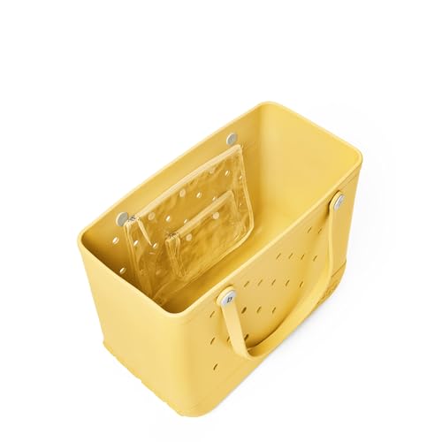 BOGG BAG Medium Tote – 15” x 12.5” x 5” – Durable, Washable, Tip-proof – Beach, Pool, Boat, Work, Sports (Bananarama with White Buttons)