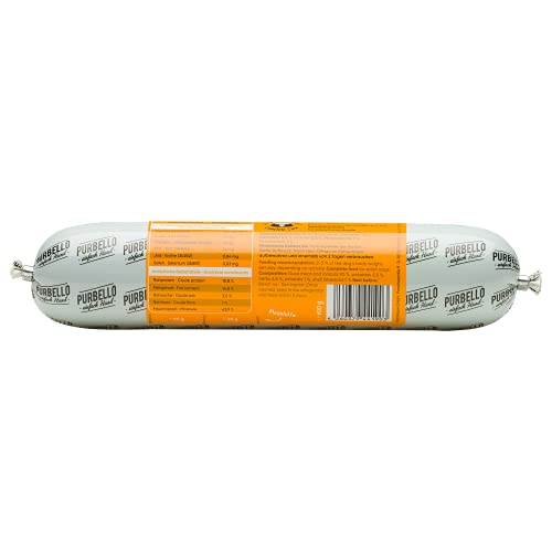 PURBELLO Hunde-Rolle Ente mit Kartoffel & Kräutern - Monoprotein Hundefutter mit hohem Fleischanteil - Nassfutter für Hunde - Hundewurst schnittfest & getreidefrei - 8 x 400 g