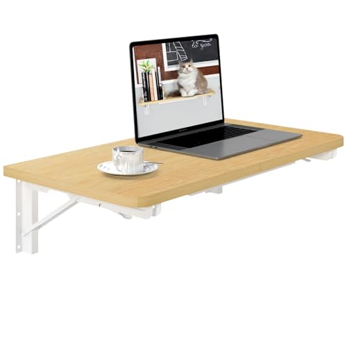 TEAMIX Wall Mounted Folding Table, Floating Desk...