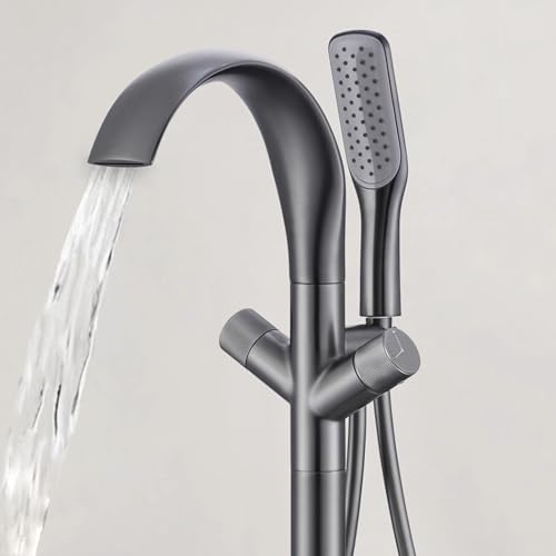 Mitigeur de bain-douche cascade grise avec douchette au sol - 7