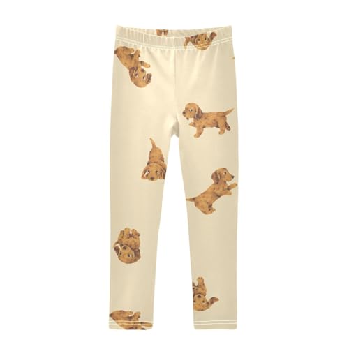 Hand Drawn Dog Girls Leggings,Workout Leggings for Girls Toddler Athletic Legging Size for 3-10T