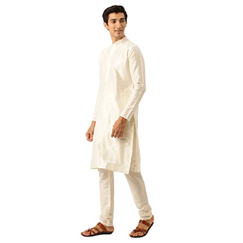Image of SOJANYA (Since 1958, Men's Silk Blend Grey Kurta Pyjama & Silk Blend Jacket Combo