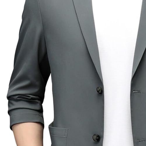 Men's Casual Suit Coat Lightweight Two Button Business Jackets Summer Business Ice Silk Blazer Sport Jacket3