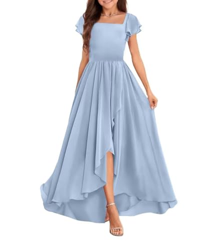 Junior Bridesmaid Dresses Chiffon Flower Girl Dress Pleated Girls Bridesmaid Dress Short Sleeves4