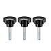 Tool parts 3 Pcs Star Knobs Grips M8 x 30mm Male Thread Steel Zinc Stud Black PP