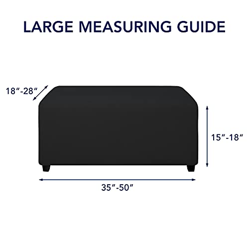Image of PureFit Stretch Rectangle Ottoman Cover Footstool Cover, Black