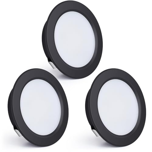 KYOTECH Faretti da Incasso a LED 230V, 4W 440LM Faretti LED 16mm Ultrapiatti 2700K Bianco Caldo Faretti da Soffitto Foro 55-60mm per Cucina, Soggiorno, Camera da Letto, Nero, Set da 3