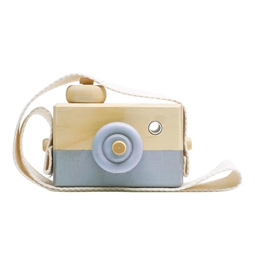 Image of Baby Toy Wooden Mini Camera Toy, Baby Kids Cute Mini Sharpe Toy, Neck Hanging Photographed Props for Baby Toddlers Children Kids' Room Hanging Decor Gift (Gray)