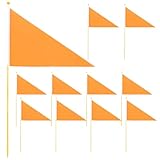 Angoily Lot de 10 Drapeaux de Signalisation Triangulaires Orange en Polyester Petits Fanio...