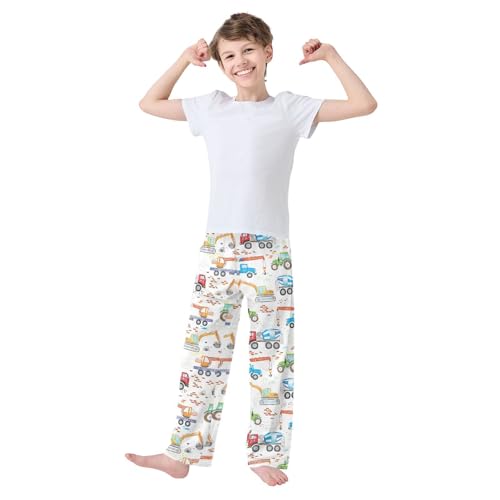 ZZXXB Machinery Cars Boys Long Pants Soft Trousers Elastic Waist Kids Lounge Bottoms with Pockets S-XL2