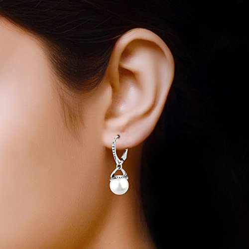 Lecalla Flaunt 925 Sterling Silver Pearl Drop Earrings Simple Hanging Leverback Earring For Women #TOP3
