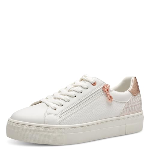 Tamaris Damen Low-Top Sneaker, Frauen Sneaker,Wechselfußbett,Comfort Lining,Trend,weich,weit,Weite,Silber,Silber,blau,WHT/Rose Gold,39 EU