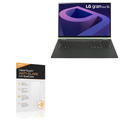 BoxWave Screen Protector Compatible With LG Gram 16 2-in-1 (16T90Q) - ClearTouch Anti-Glare Anti-UV EyeCare (2-Pack), Filters out Harmful Blue Light Reduce Fatigue