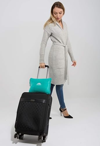 Image of BlueHills Premium Soft Travel Blanket Pillow Airplane Blanket Packed in Soft Bag Pillowcase with Hand Luggage Belt and Backpack Clip, Compact Pack Large Warm for Any Travel (Teal Green T006)