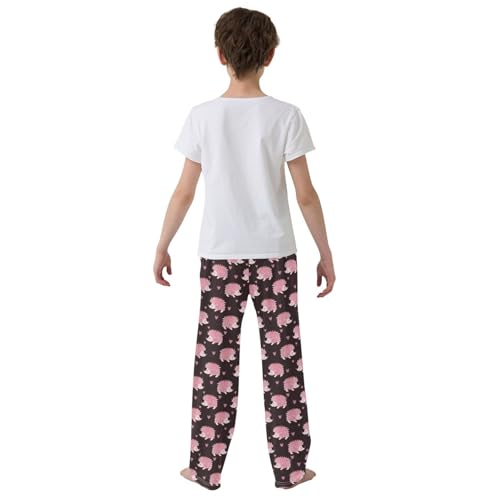 Hedgehog Love Heart Boys Long Pants Soft Trousers Elastic Waist Kids Lounge Bottoms with Pockets S-XL3