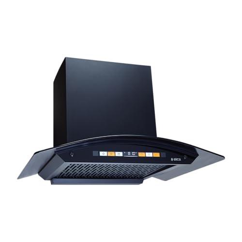 Image of Elica 75cm 1600 m3 /hr Filterless Autoclean Curved Glass Kitchen Chimney|15 Yrs Motor & 5 Years Comprehensive Warranty|Black | Orange Touch Control Panel+Motion Sensor| WD HS ORG FL 750 HAC LTW MS NERO
