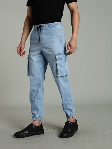 Image of INKD Men's Regular Fit Joggers - Mid -Rise | Cotton Blend | Stretchable Fabric| Elasticated Waistband | Jeans for Men (Available in Plus Sizes)
