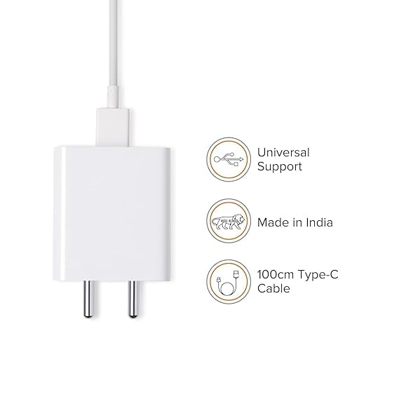 Image of Original 33W SonicCharge 2.0 USB Charge with USB Type-C Cable for Redmi Note 9 Pro Max, 10 Pro, 10 Pro Max, Note 8, Note 8 Pro, Note 7, Mi A1, Mi A2, Mi A3 Charger (DEC198)