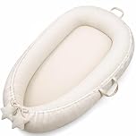 Susurration Baby Nest Pod for Newborn, Portable Smooth Microfiber Baby Lounger Sleep Pod, Baby Essentials Gifts for Baby Boys&Girls Home and Travel (Beige)