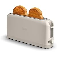 BELLA 900W Fits-Anywhere 2-Slice Slim Toaster, Long Slot & Extra Wide (Oatmilk)