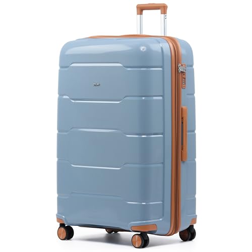 CRUW Extra Large 32" Checked Luggage 85x57x37cm + Expandable Hold Baggage (165/176 Liters) Polypropylene Suitcase TSA Approved Lock 8 Silent Spinner Wheels Lightweight Suitcases Airline Travel