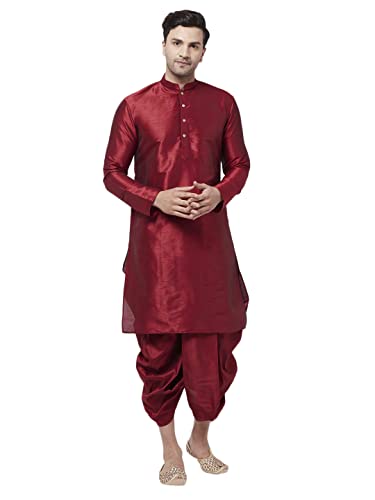 Image of VASTRAMAY Men's Silk Blend Printed Kurta And Dhoti Set Vasmk001Ndtmother