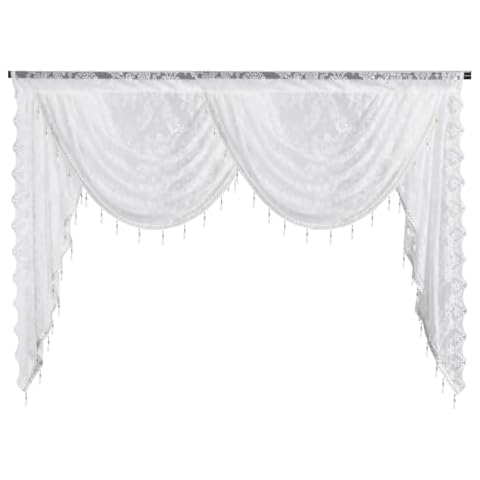 vctops Lace Beaded Waterfall Valances for Windows Cover