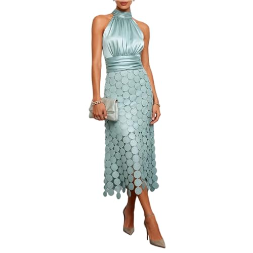 Robe longue sans manches à découpes circulaires et taille ceinturée ajustable