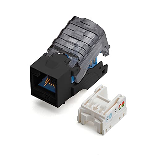 TRUE CABLE Cat6A Toolless Keystone Jack Unshielded (UTP) PoE++ (4PPoE) 100W UL Listed ETL Verified ANSI/TIA Certified Modular RJ45 Female Black 2 Pack
