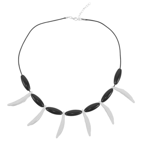Abaodam Collar Tribal Ajustable de Diente de Resina para Hombre y Mujer Joyería de Dientes Prehistórica con Cuentas Accesorio para Disfraces de Halloween y Cosplay