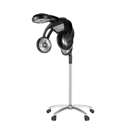 Hair Dryer Heat Lamp for Hair Salon, 1400W Professional Hair Dryer Hooded Fast Heated, Rolling Hair Color Processor Heater for Home, 4 Head Heat Lamp w/LCD for Beauty Salon