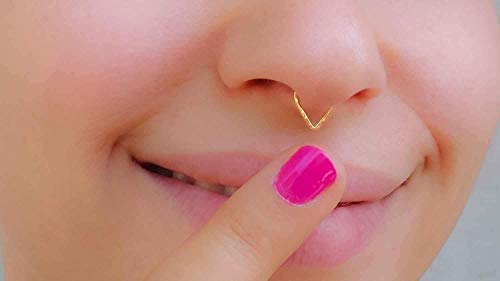 Fake septum ring gold filled faux triangle nose piercing cuff bod…