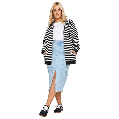 Yours Curve White Striped Zip Hoodie Cover