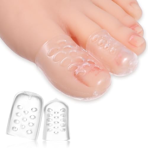 Image of Qianyu 56 Pcs Silicone Toe Protectors Gel Breathable Toe Caps Anti-Friction Pinky Toe Rubbing Sleeves Soft Little Toe Covers for Men Women Blisters Hammer Toes Corns Calluses Ingrown Toenails