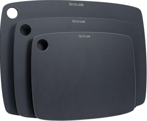 BESTCOOK Schneidebretter aus Holzfaser, 3er-Set, Spülmaschinenfest, Hohe Dichte, Antiporös, BPA-frei, Messerfreundlich, Ideal zum Schneiden von Fleisch, Gemüse, Käse und Brot