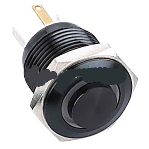 Interruptor pulsador momentáneo 16mm de aluminio negro 36V