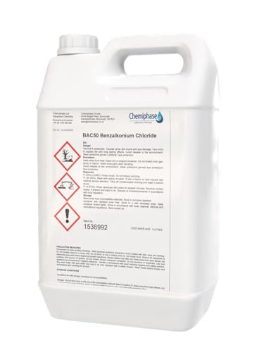 BAC 50 Benzalkonium Chloride 50% Powerful Algaecide & Fungicide Removes Algae Bacteria Industrial-Strength Biocide for Hard Surfaces Pools & Water Treatment 5 Litres (5L)