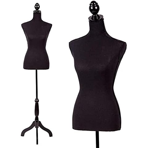 Hkeli Mannequin Torso Female Dress Form Standing Manikin Body Dress 60-67 Inch with Tripod Stand Height Adjustable Woman Body Torso for Sewing Dress Jewelry Display Women, Black Cover