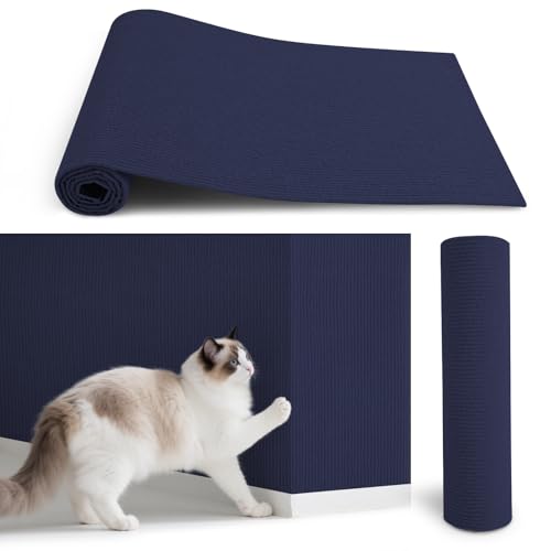 BOOMAGU【獣医開発】猫 爪研ぎ 爪研ぎシート DIY自由な組み立て可能 超強粘着 剥がせる 厚手 家具傷防止 耐摩耗 引っ掻き防止 猫の爪研ぎマット キャットタワー補修用 壁/床/ソファ対応 猫 つめとぎ 防止 シート (ネイビーブルー, 60*100CM)の商品画像（Amazon）