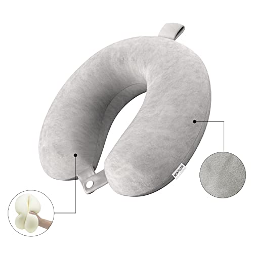 Travel-Pillow-Memory-Foam-Neck-Pillow-Lightweight-Quick-Pack-for-Airplane-Train-Car-Travel-Camping-Neck-Support-Pillow-Light-Grey