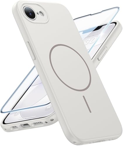 Image of FNTCASE for iPhone 17e & iPhone 16e Case: [Compatible with Magsafe] Solid Matte Magnetic Phone Cover with [Full Camera Protection] [Screen Protector] Military Grade Shockproof Protective, White