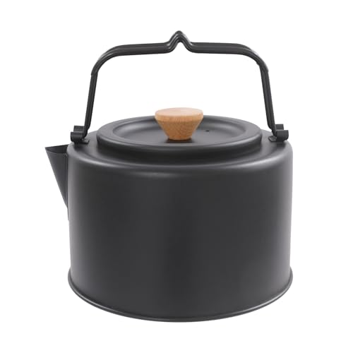 Camping Kettle for Boiling Water, 1 L / 35.2 OZ Stainless Steel Camping Tea Kettle Portable Coffee Pot Travel Stove Kettle for Outdoor Campfire Use Black