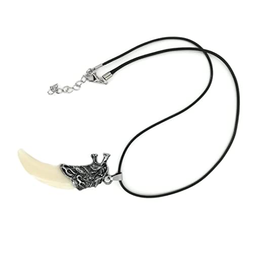 Collar con colgante de diente de lobo dominante, collar de diente de lobo brillante, modelo de lobo para mujeres, hombres y niños, estilo de moda