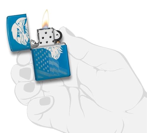 Encendedor Zippo personalizado cromado clásico azul miniatura 3